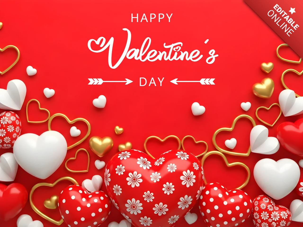 Plantilla de diseño de corazón para tarjetas de felicitación del Día de San Valentín