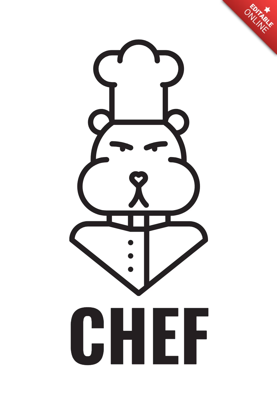 Hamster Chef Logo Design Template Black