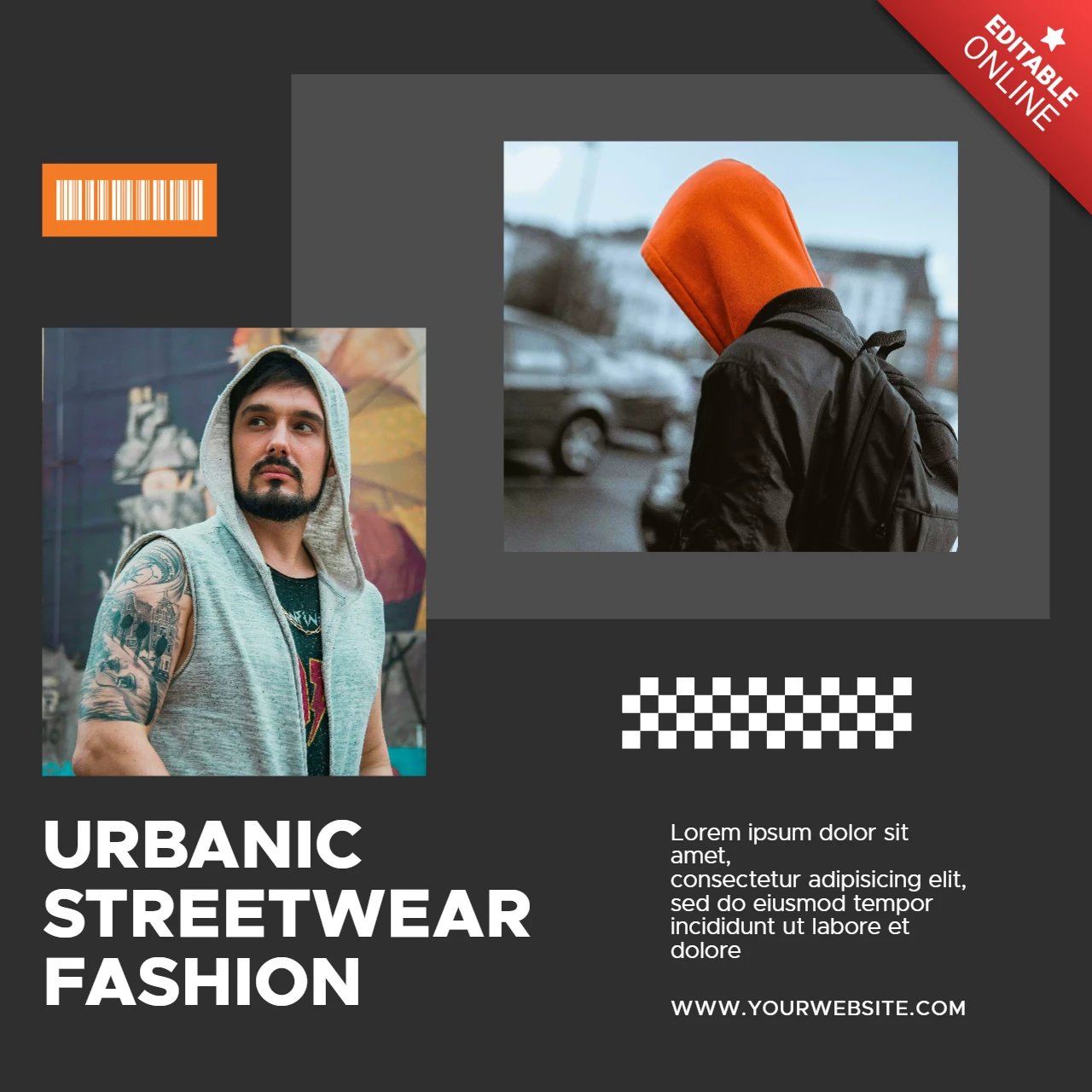 Современный коллаж в стиле streetwear, шаблон дизайна instagram-постов