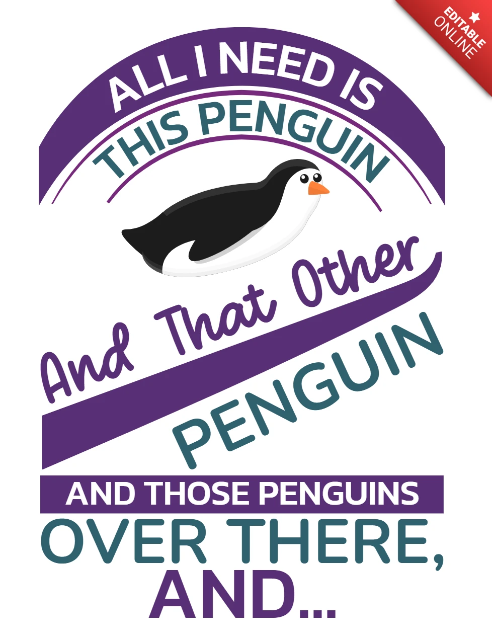 Verspielte Pinguin-Design-Vorlage für Spaß und Vintage-Display