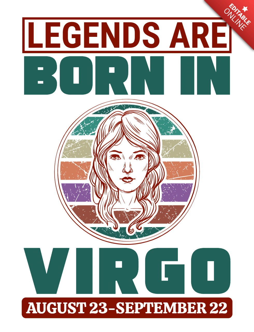 Modèle de design de style vintage pour la vierge : les légendes naissent en astrologie