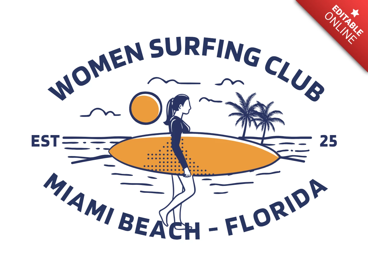 Szablon logo klubu surfingowego dla kobiet