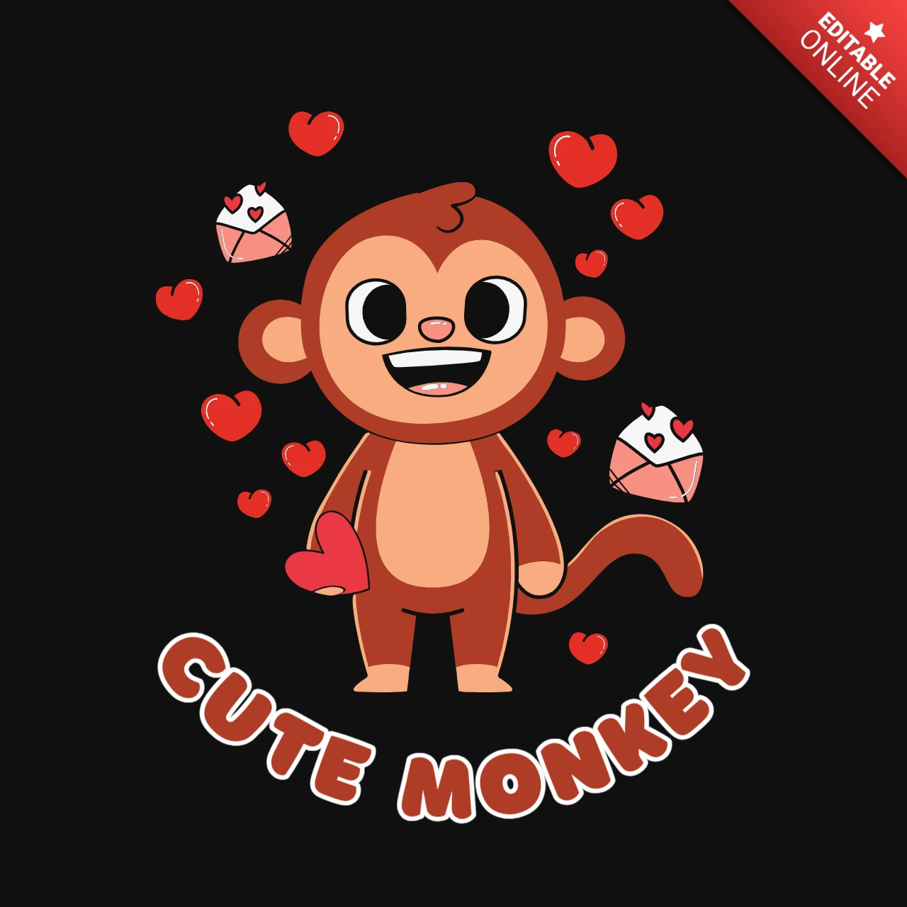 Schattige aap dier valentijn t-shirt ontwerpsjabloon