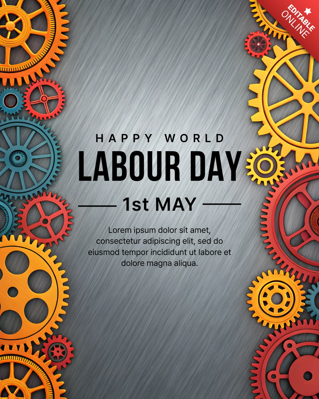 Industrial Gear Design Template for Happy World Labour Day Celebration
