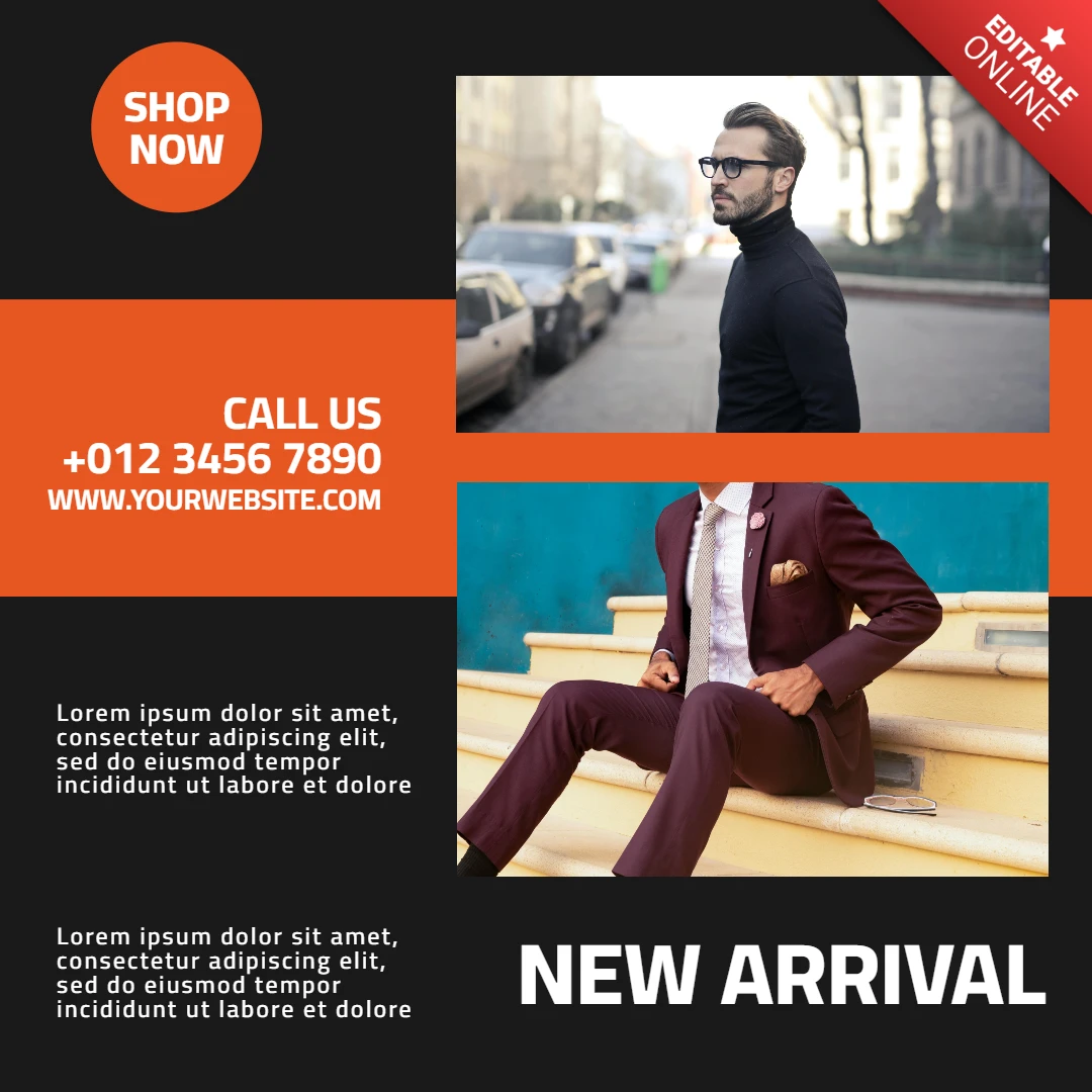 Schwarz und rot impactful instagram post design template