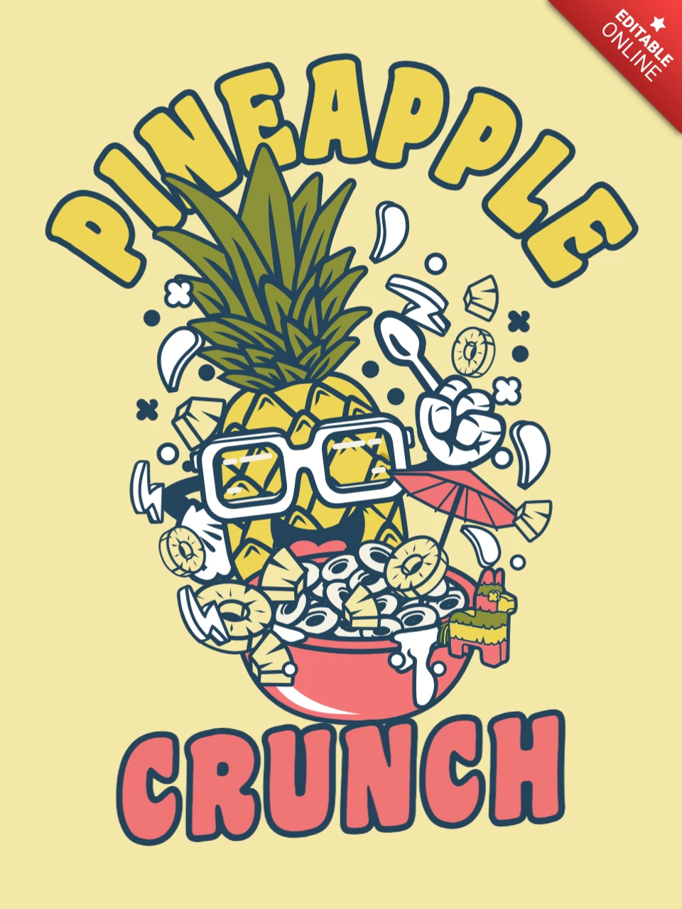 Pineapple Breakfast T-shirt Design Template