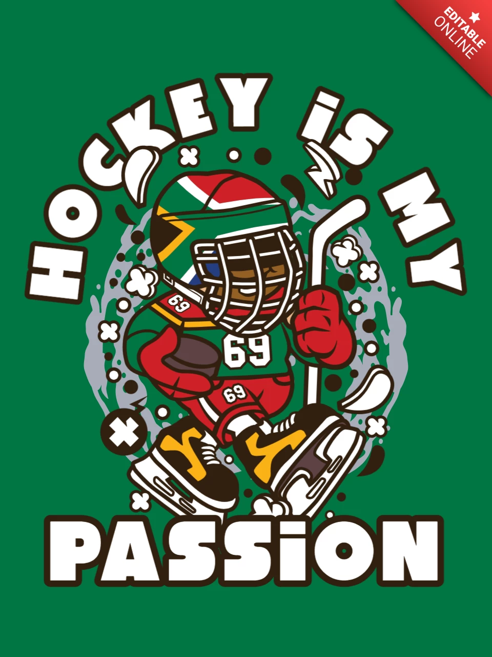 Hockey Is My Passion T-shirt Design Template