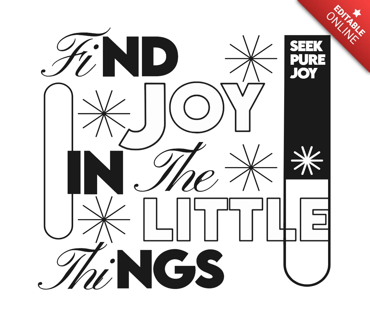 Trouvez de la joie dans les petites choses citation minimaliste sur le bonheur typographie modèle de t-shirt