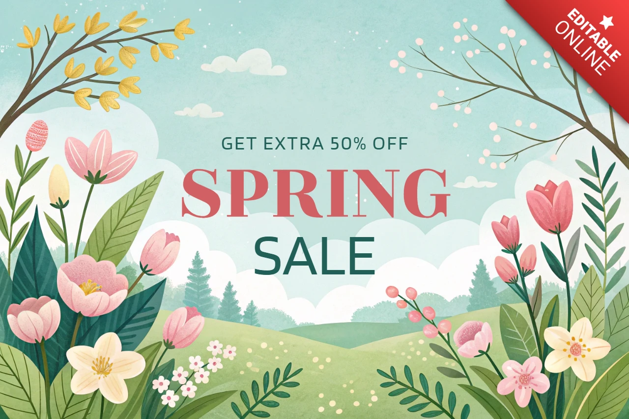 Frühling floral Verkauf Design-Vorlage für saisonale Werbeaktionen