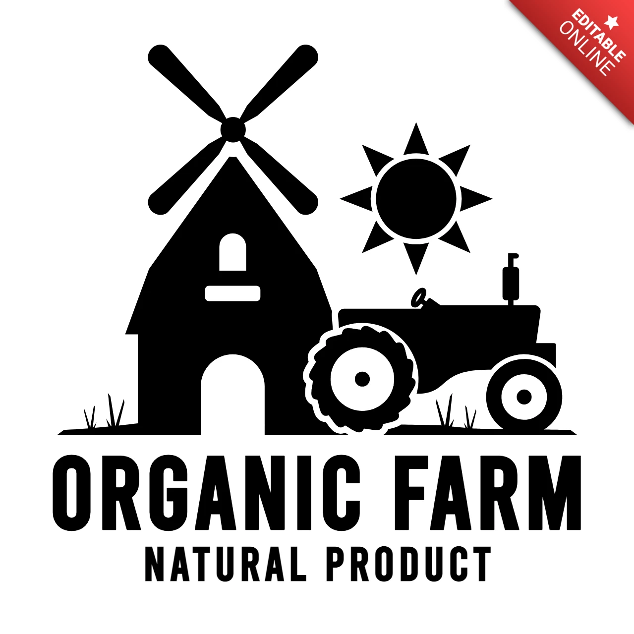 Modèle de logo pour les produits naturels biologiques frais de la ferme