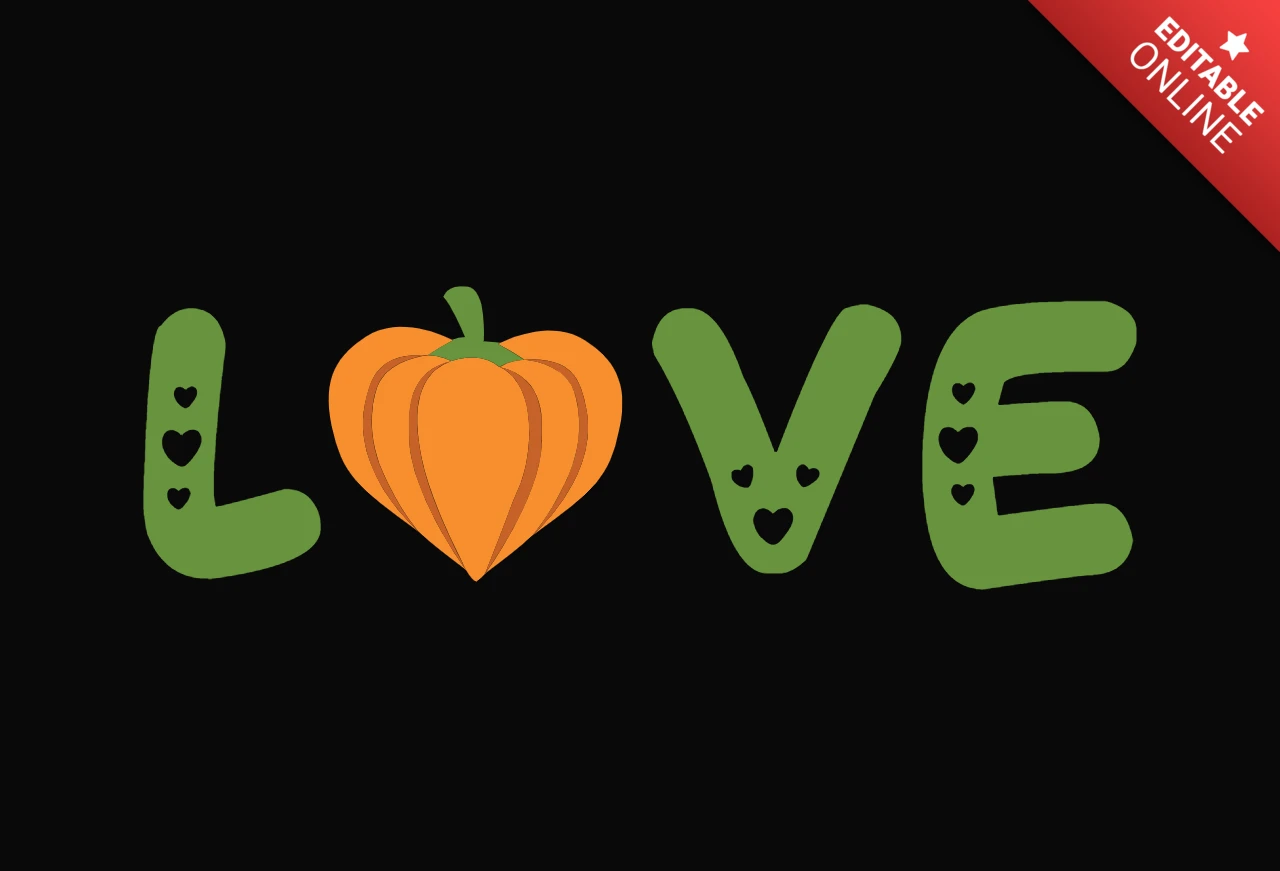 Love Retro Vintage Pumpkin T-Shirt Design Template