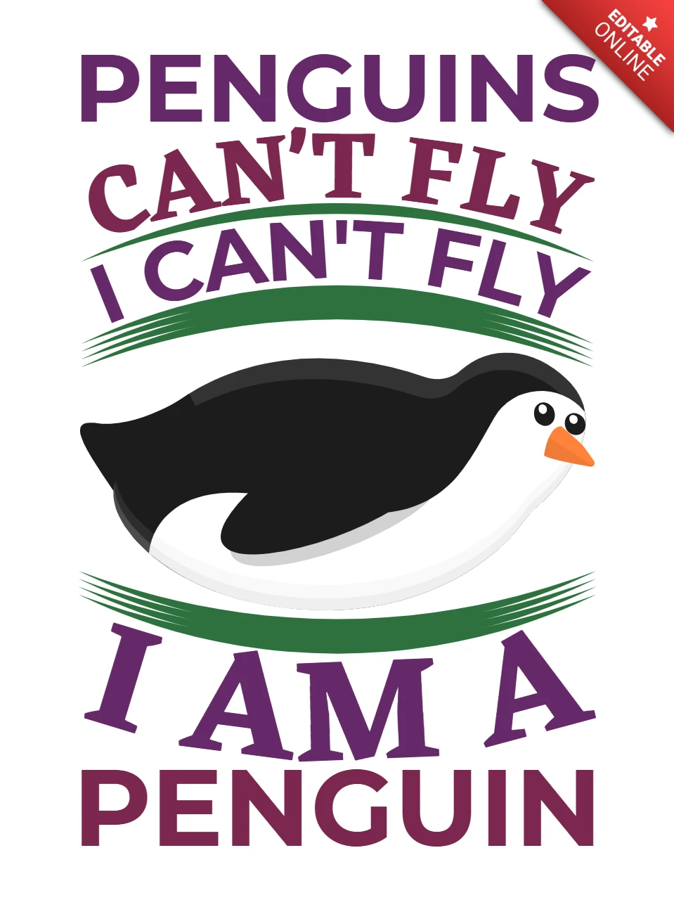 Playful Penguin Design Template: Editable Art for Fun Merchandise