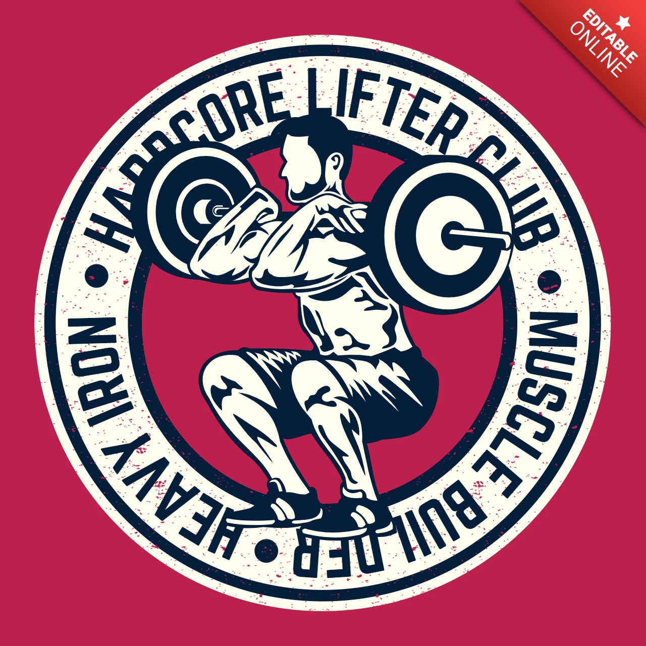 筋金入りのリフター男性Tシャツデザインテンプレート