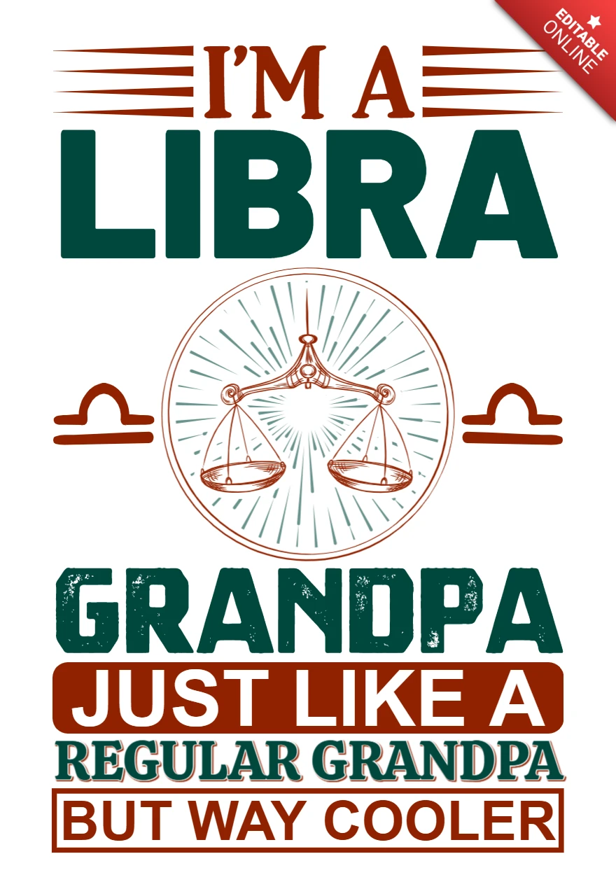 Libra grandpa vintage design template : cool zodiac-inspired graphics
