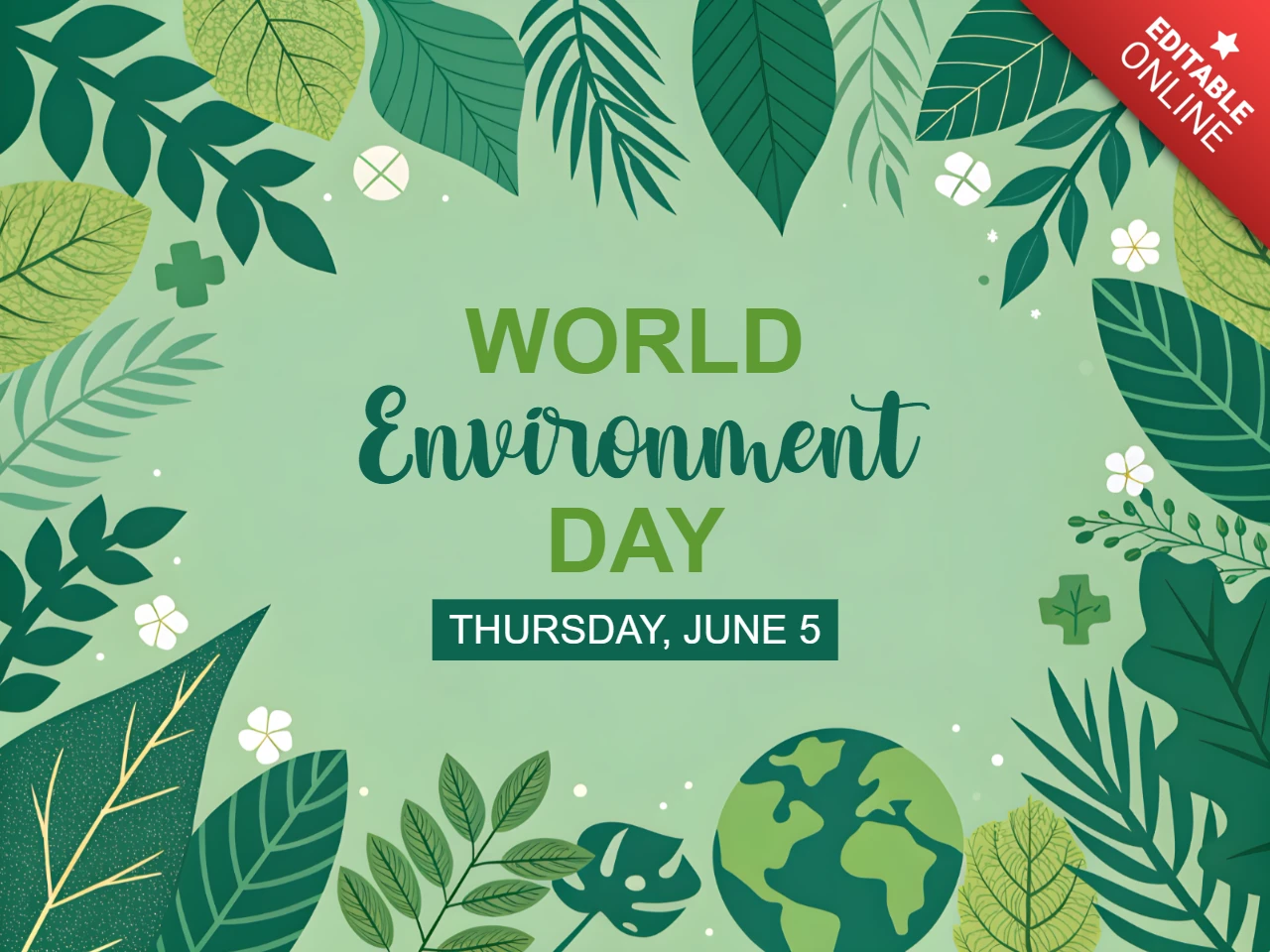 Green Foliage Design Template for World Environment Day Celebration