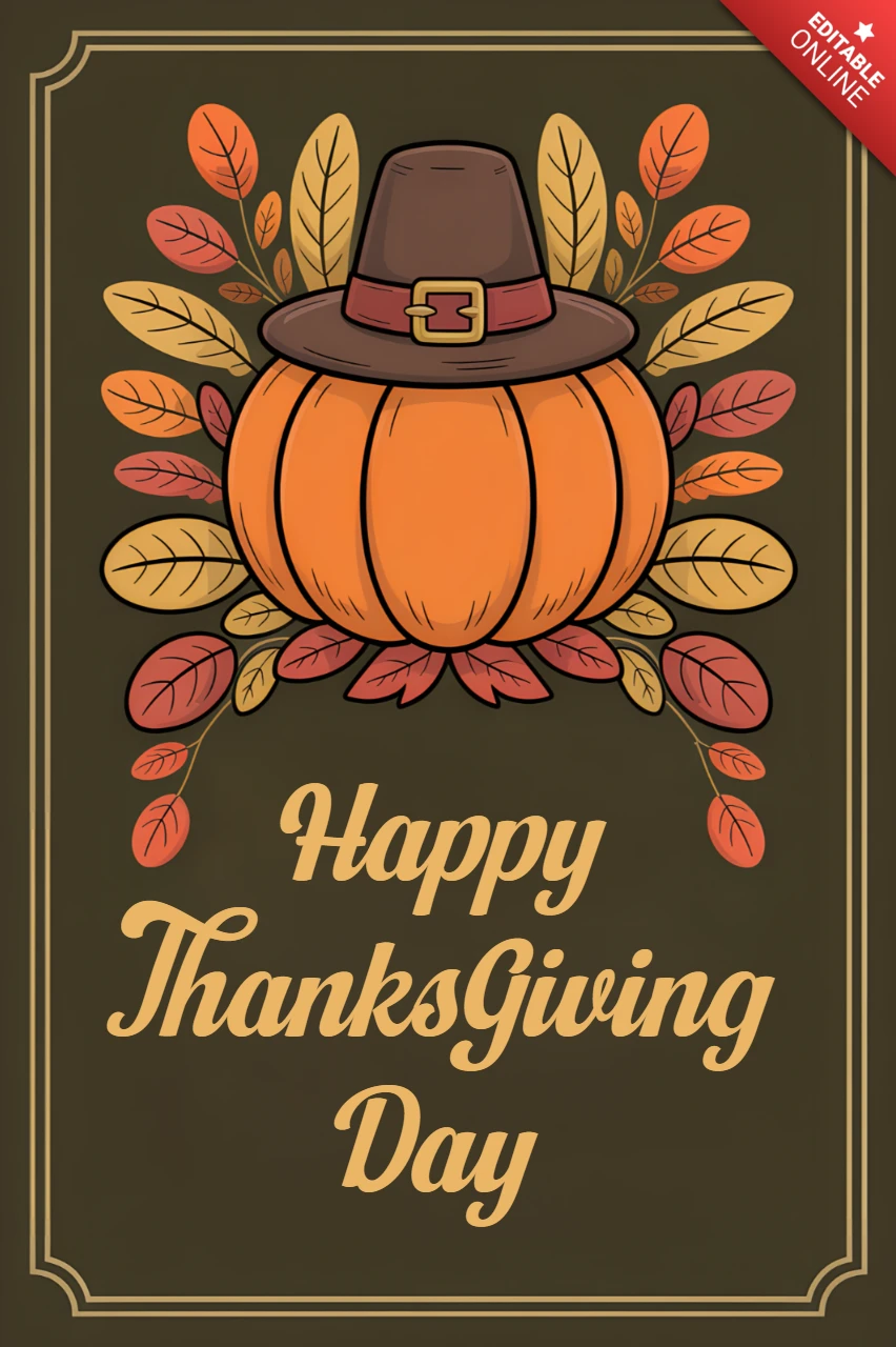 Thanksgiving Pumpkin Design Template for Greeting Cards