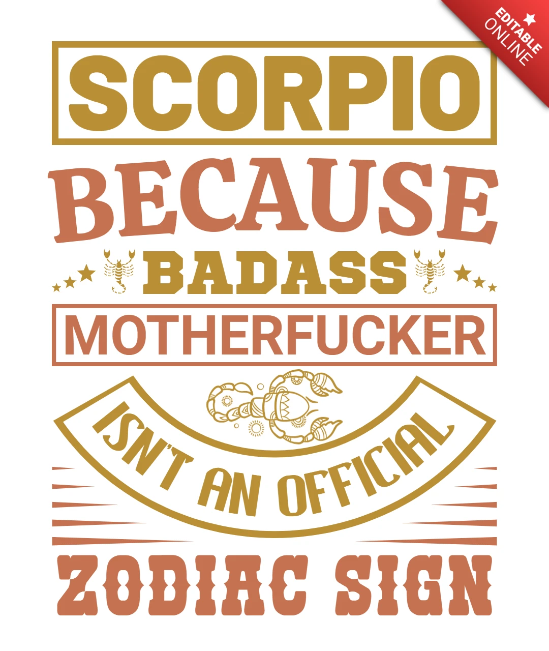Bold Typography Design Template for Scorpio Zodiac Lovers