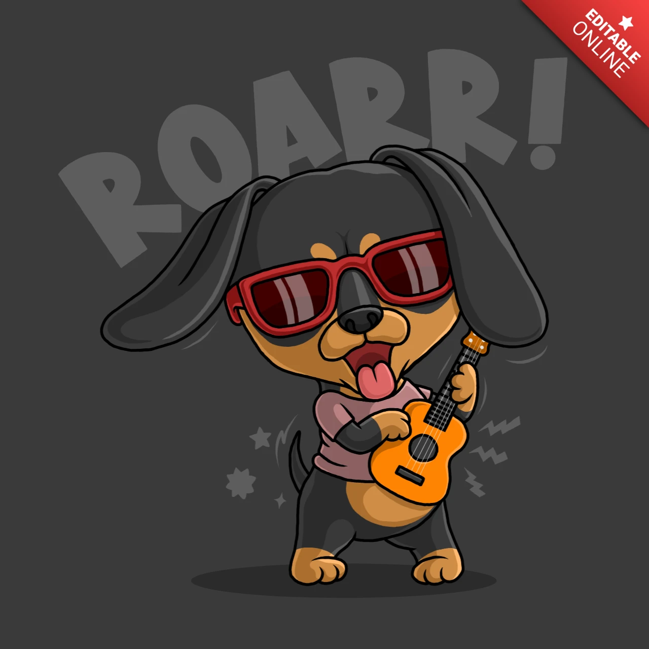 Modelo de design legal de cão rockstar para projetos divertidos
