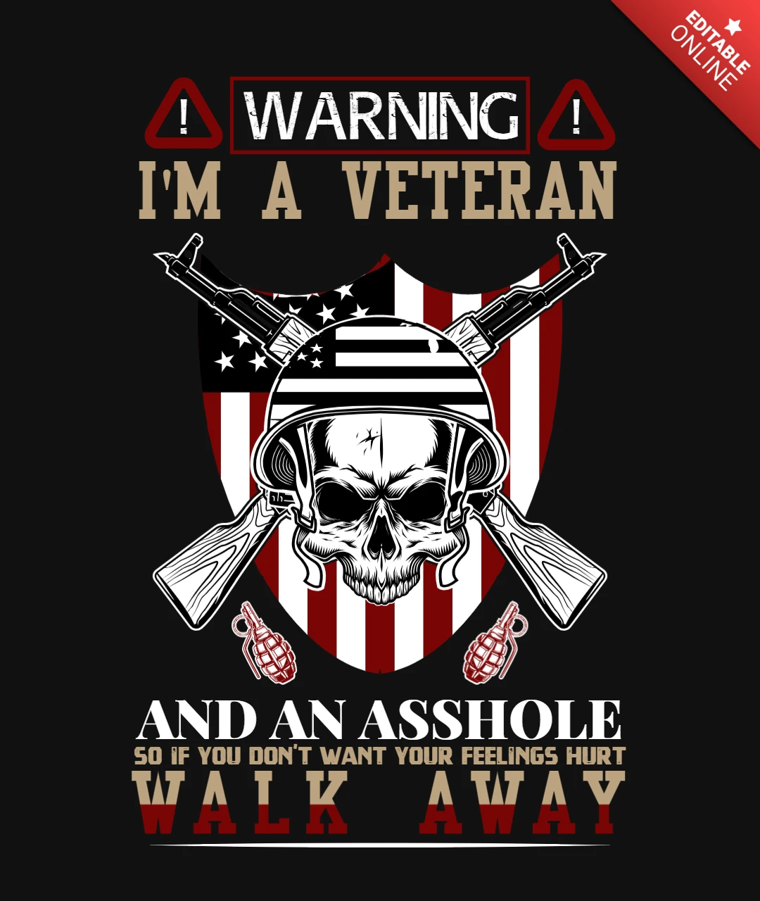 Patriotic Veteran USA T-Shirt Design Template