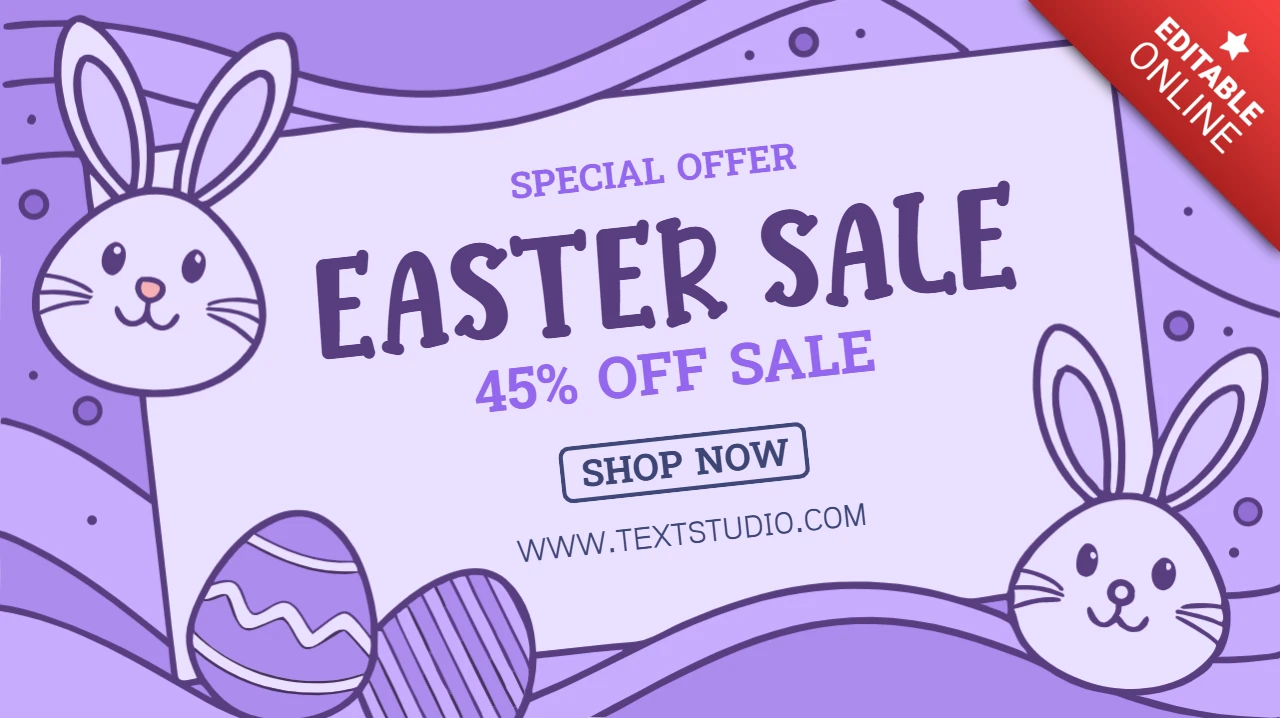 Whimsical Easter Sale Design Template with Cute Bunny Graphics