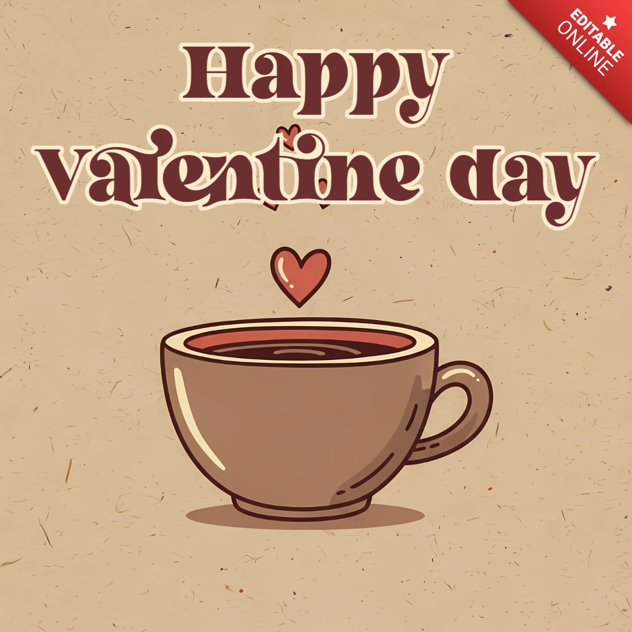 Design del bicchiere di caffè retro per San Valentino per biglietti di auguri