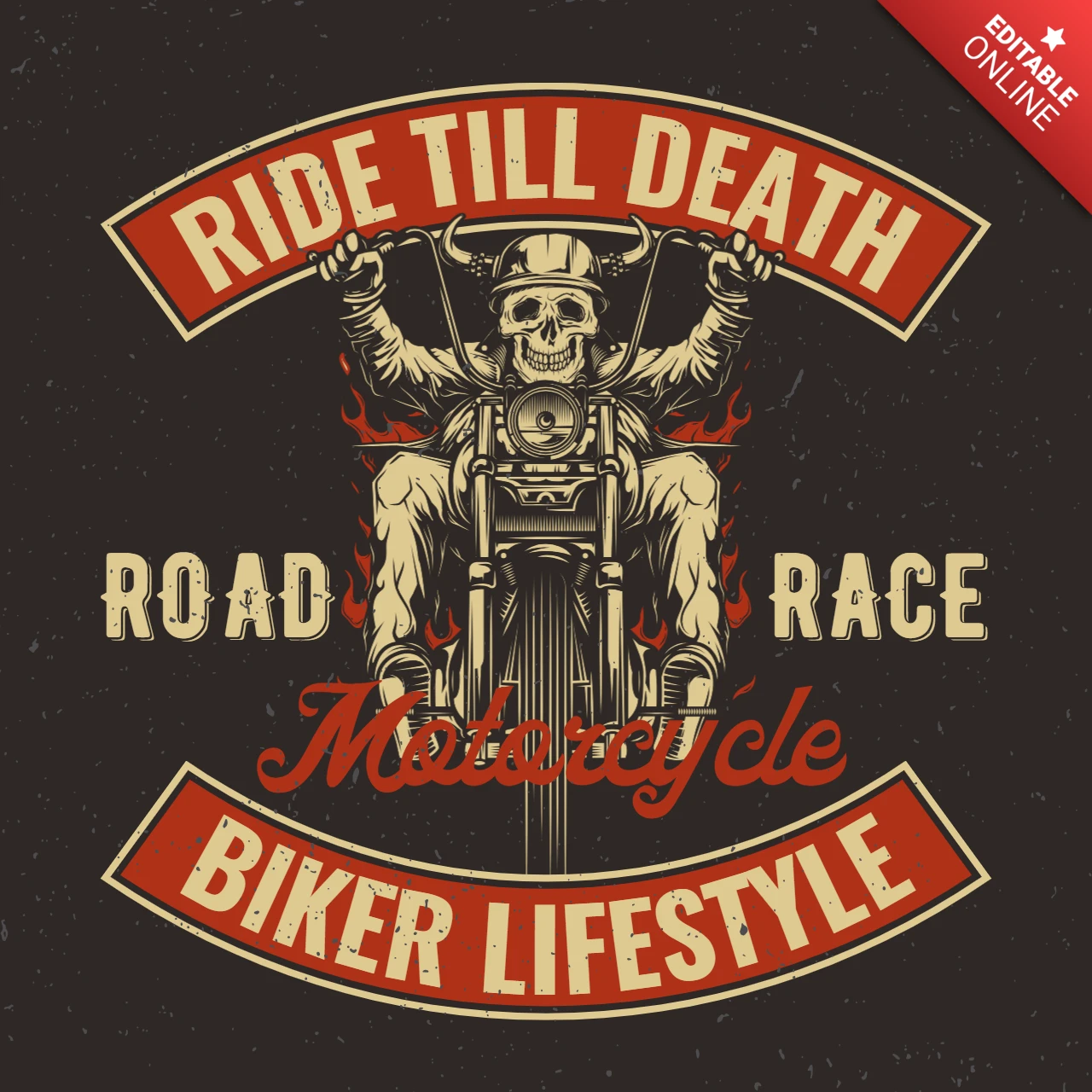Biker On Motorcycle T-Shirt Design Template