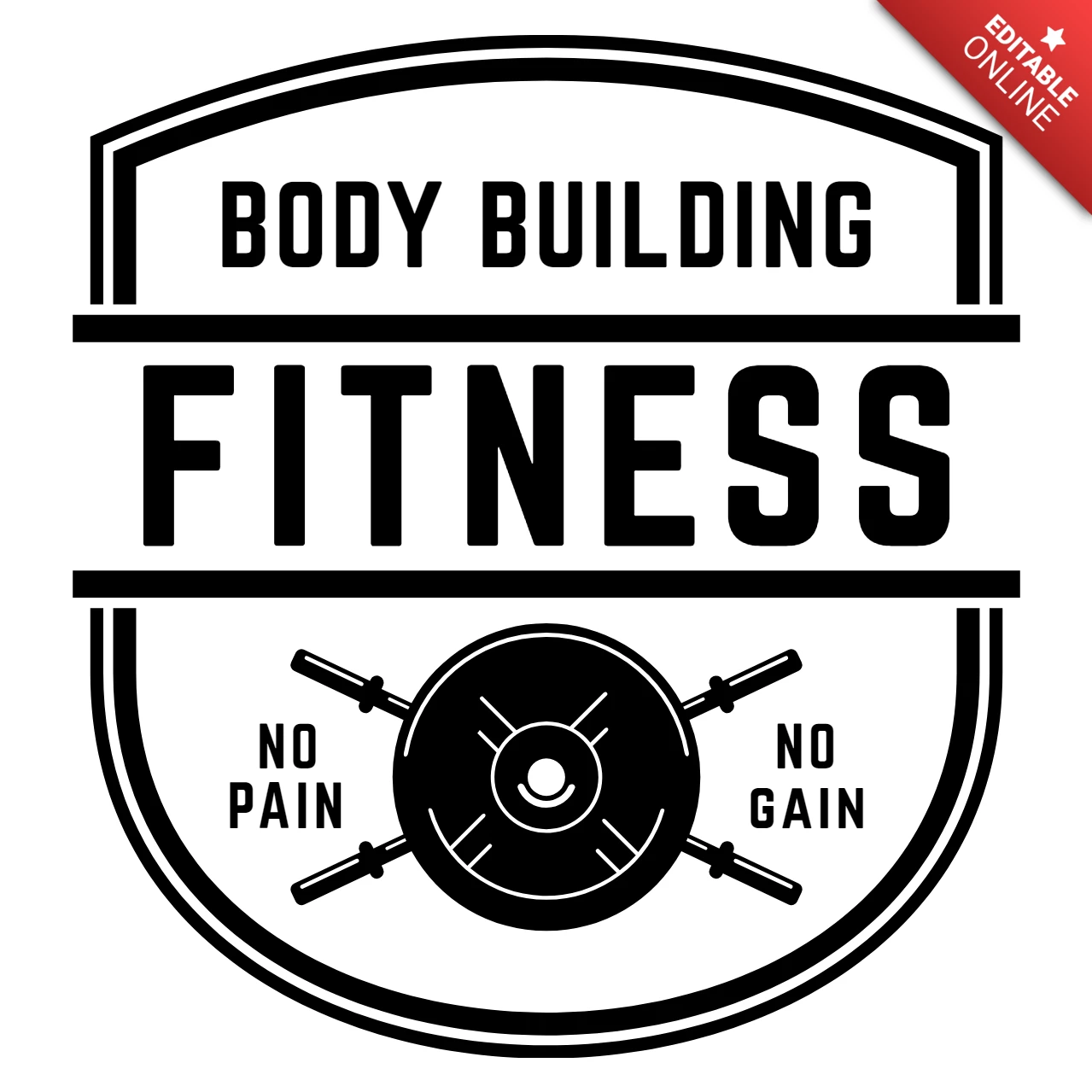 Body Building Fitness Training Center Logo Design Template
