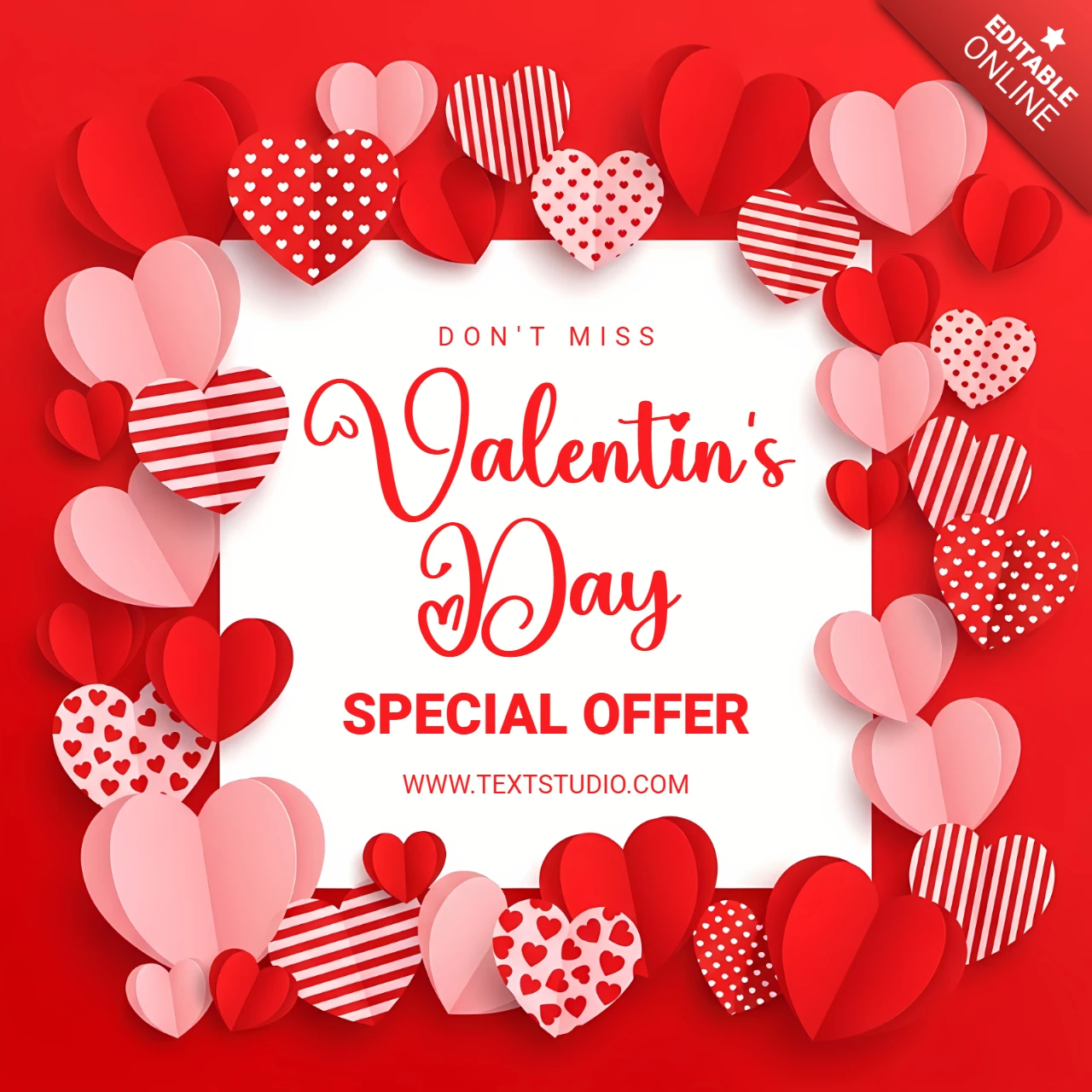 Valentinstag Herzdesign Vorlage für Werbeflyer