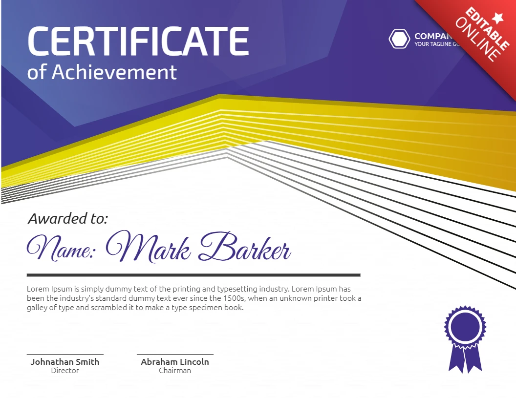 Ontwerpsjabloon voor modern certificaat van voltooiing