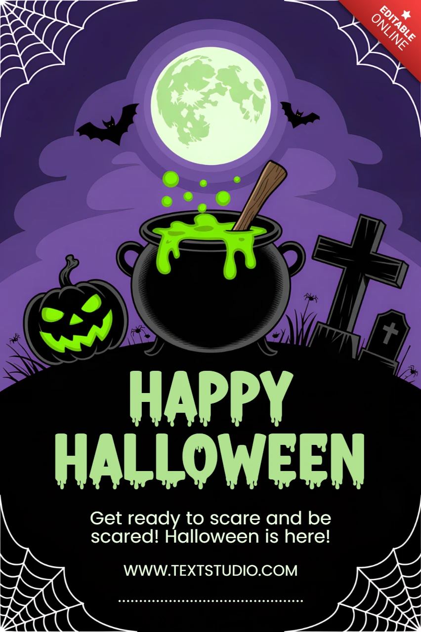 Spooky Halloween Cauldron Design Template for Festive Flyers