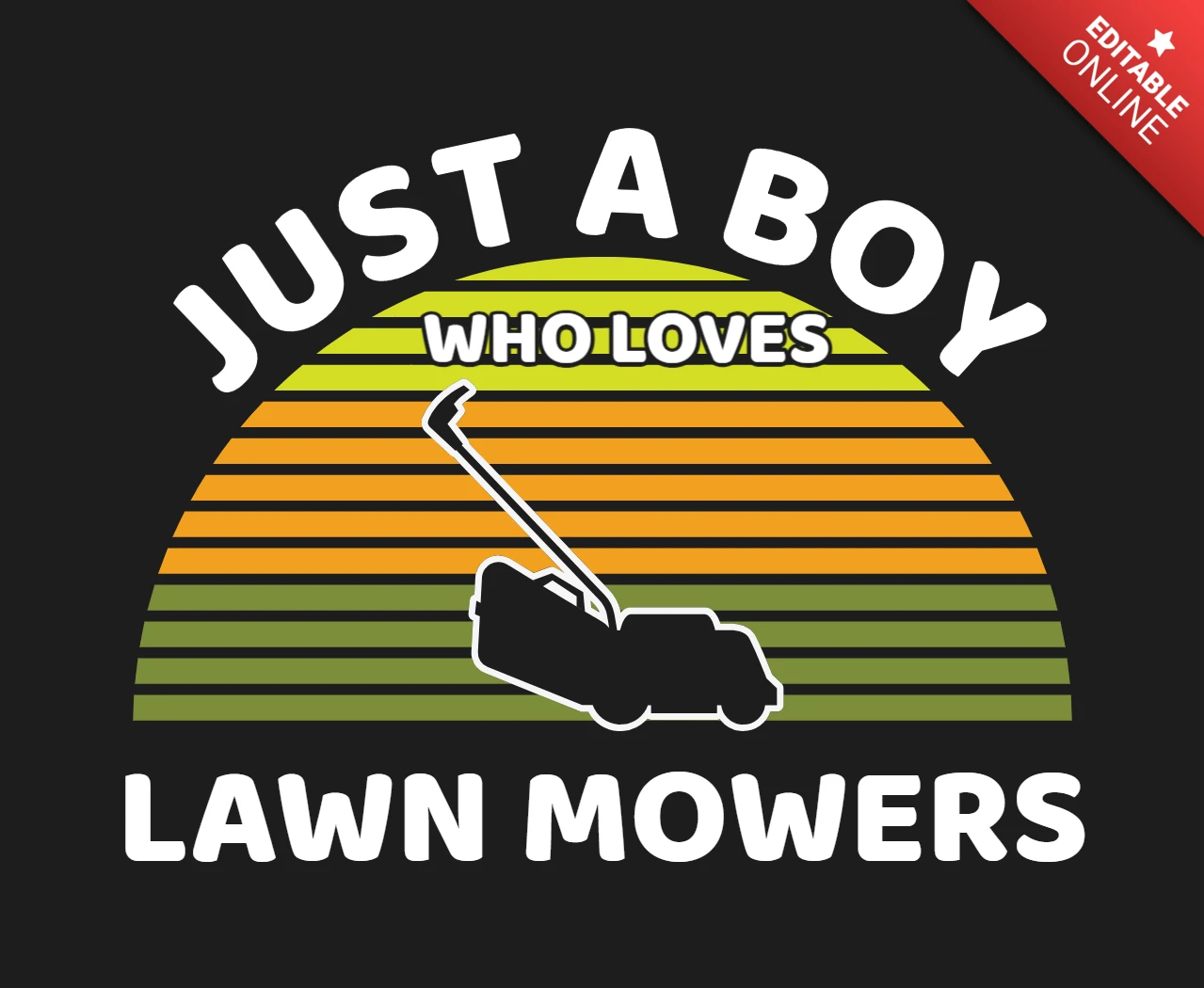 Nur ein Junge, der Rasenmäher liebt lustige Gartenarbeit T-Shirt-Design