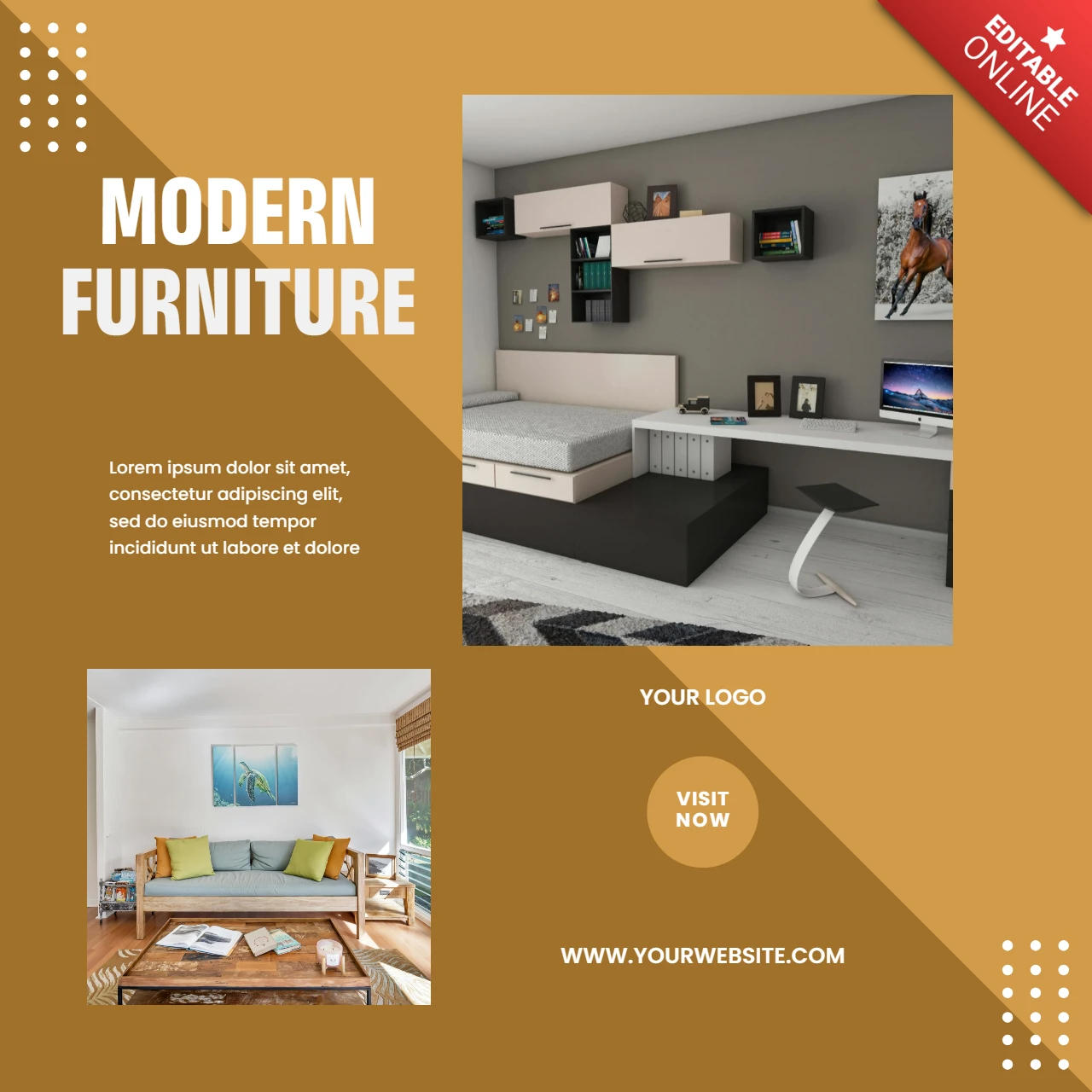 Modernes Möbel-Design-Template für Wohnkultur beiger Broschüre
