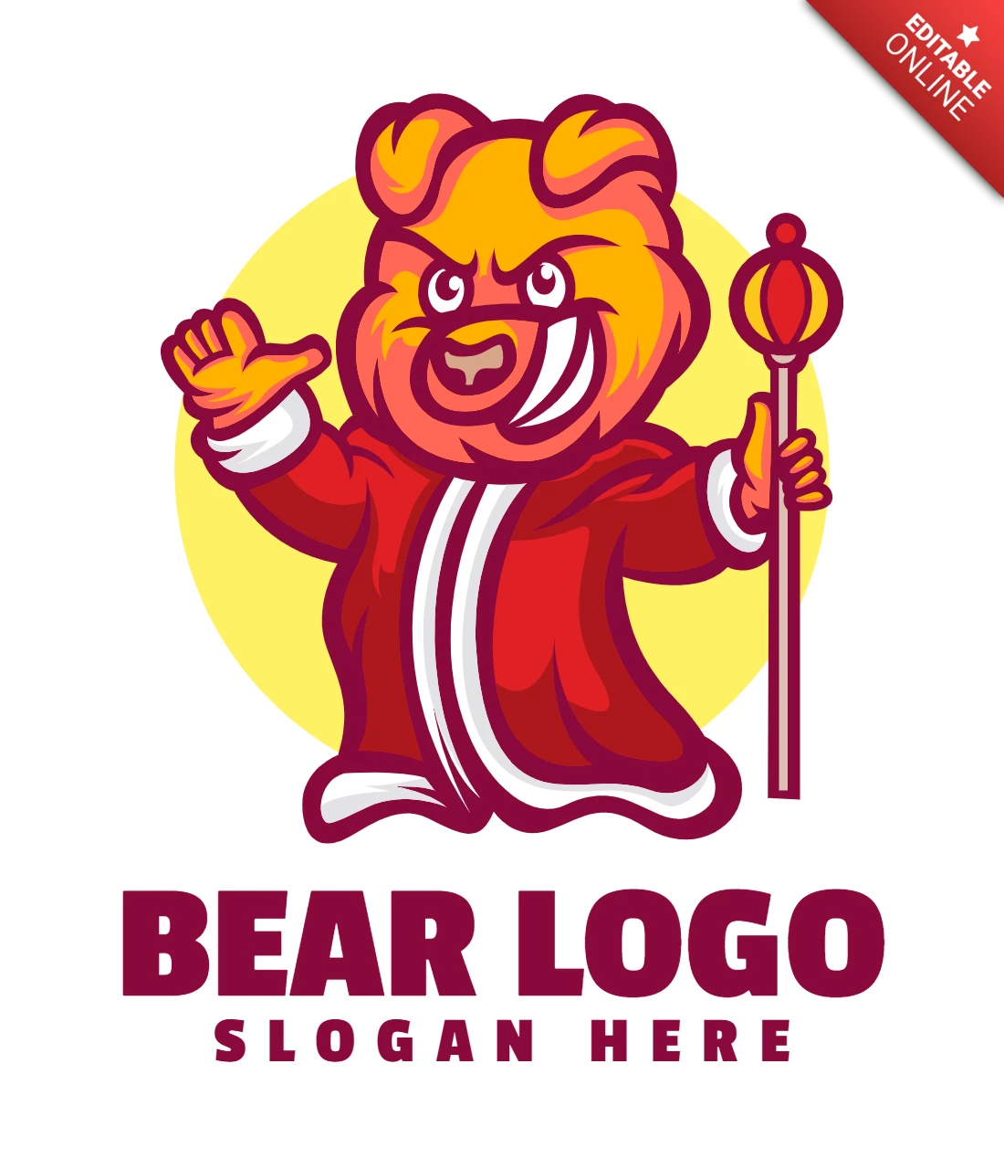 Szablon projektu logo kreskówki niedźwiedzia