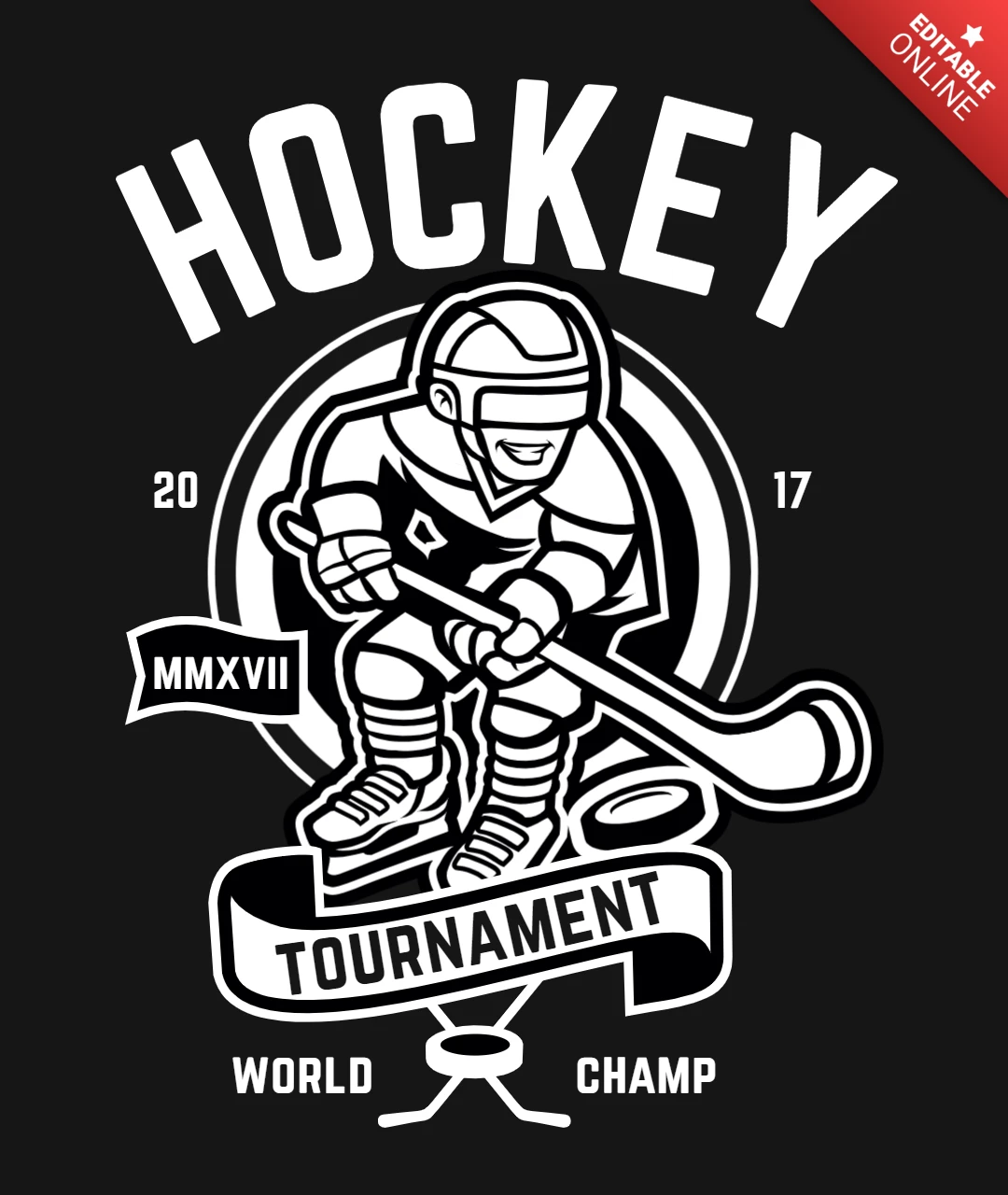 T-Shirt-Designvorlage für Hockeyturniere