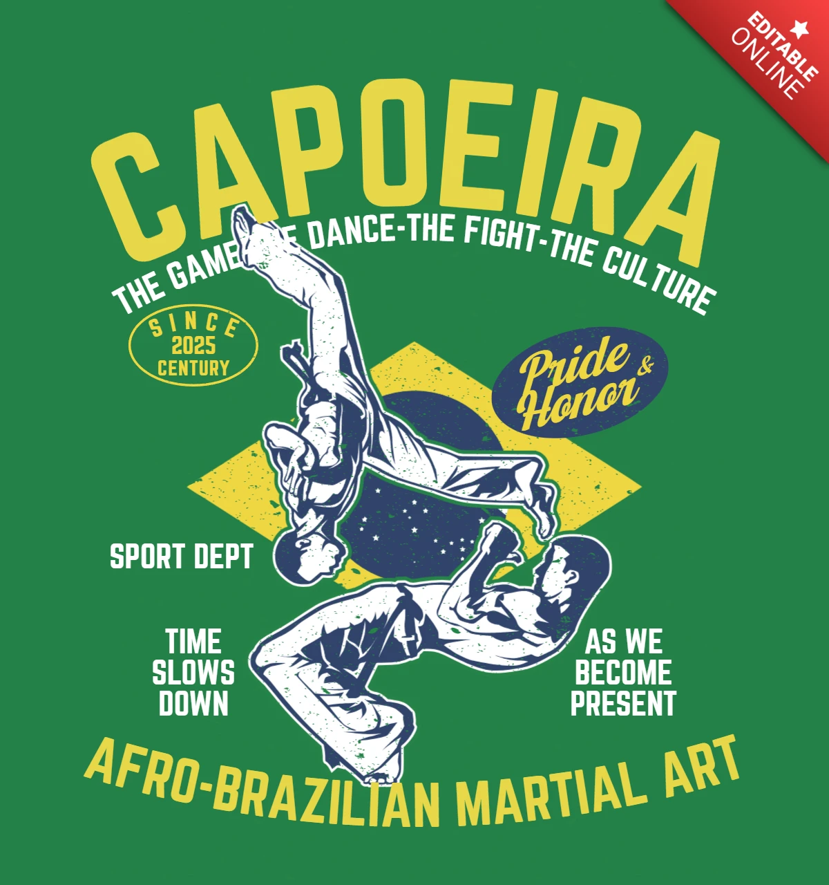 カポエイラ ブラジル格闘技 T シャツ デザイン テンプレート