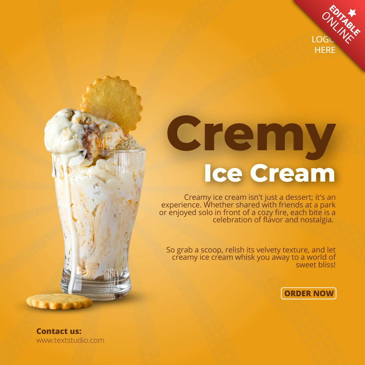 Orange und Schokolade Eis Förderung Instagram Design Vorlage