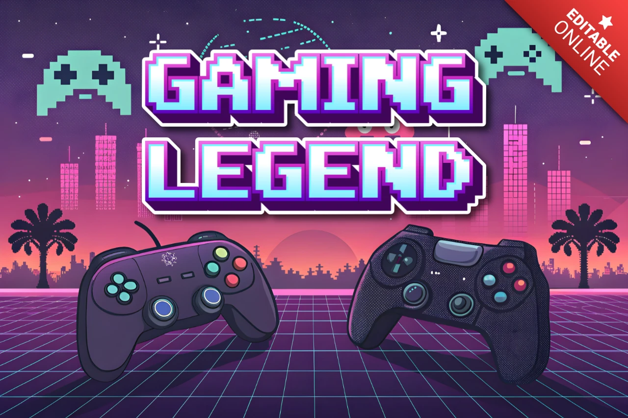 Retro Gaming Legend Template for Posters and Merchandise Design