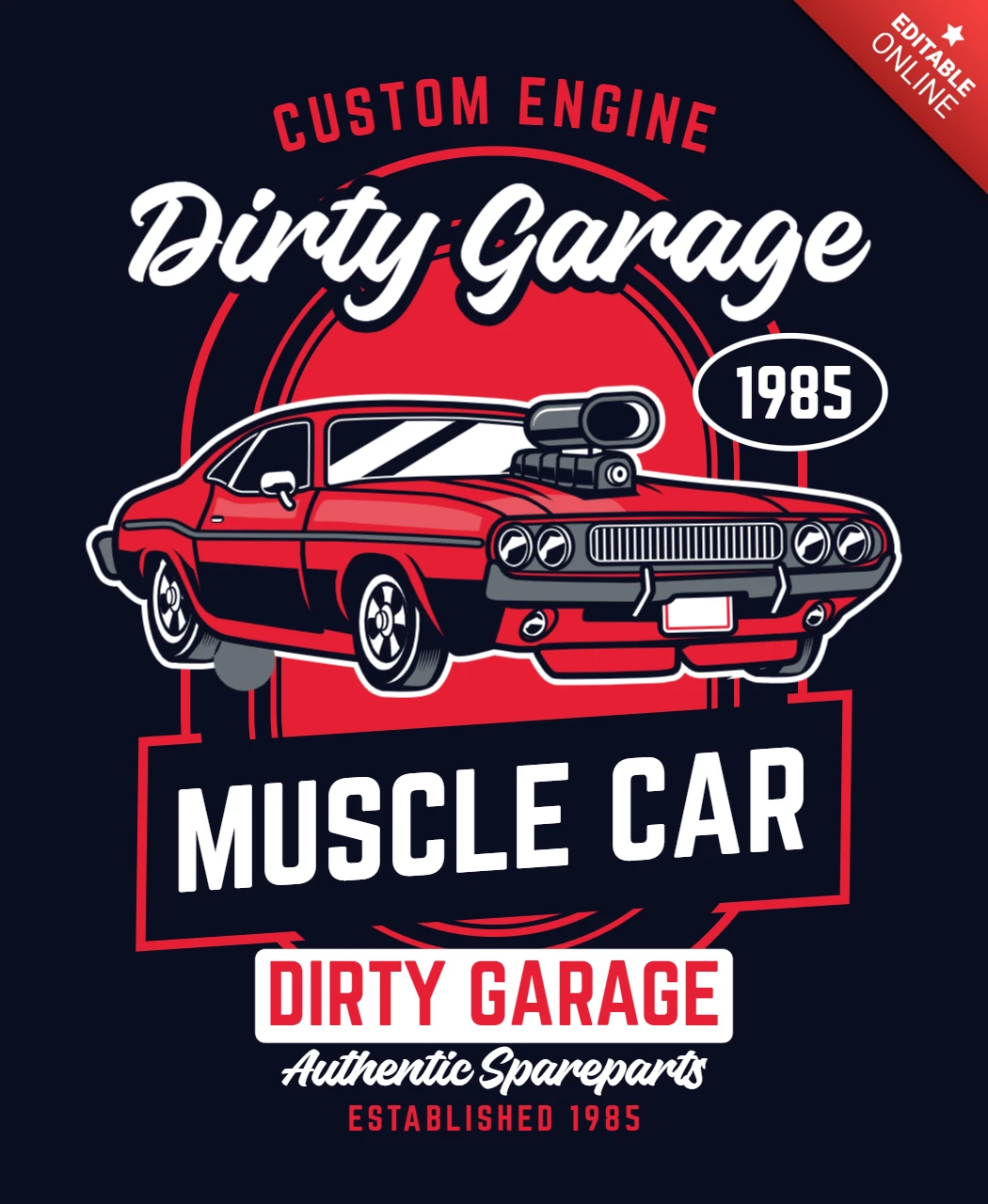 Plantilla de diseño de camiseta de garaje sucio