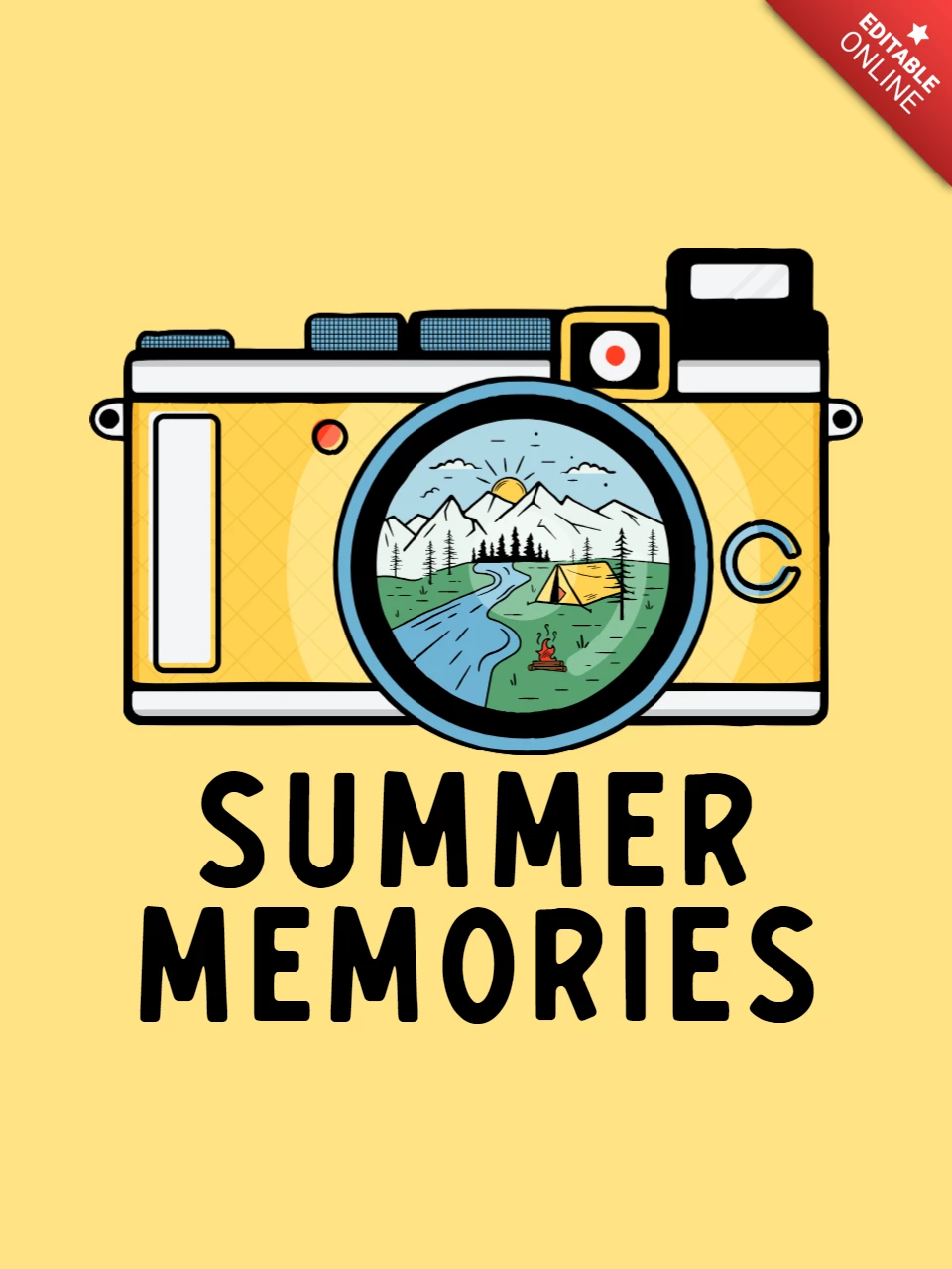 Summer Memories Retro Camera T-shirt Template Design