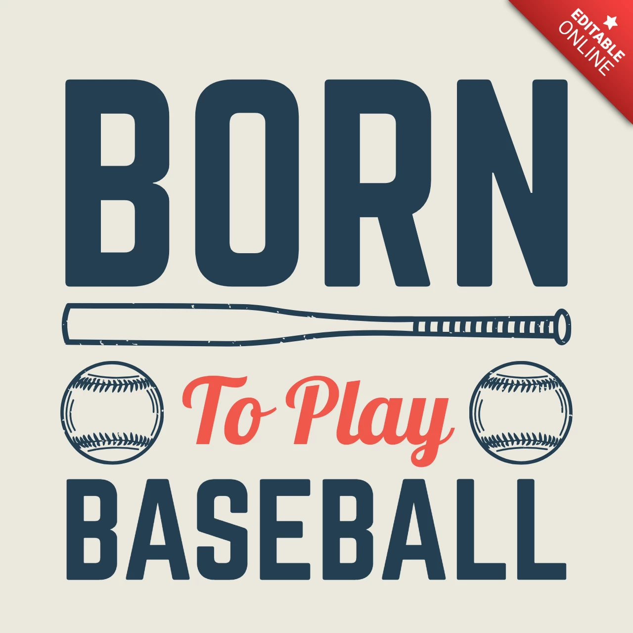 Born to Play Baseball T-shirt Design Template