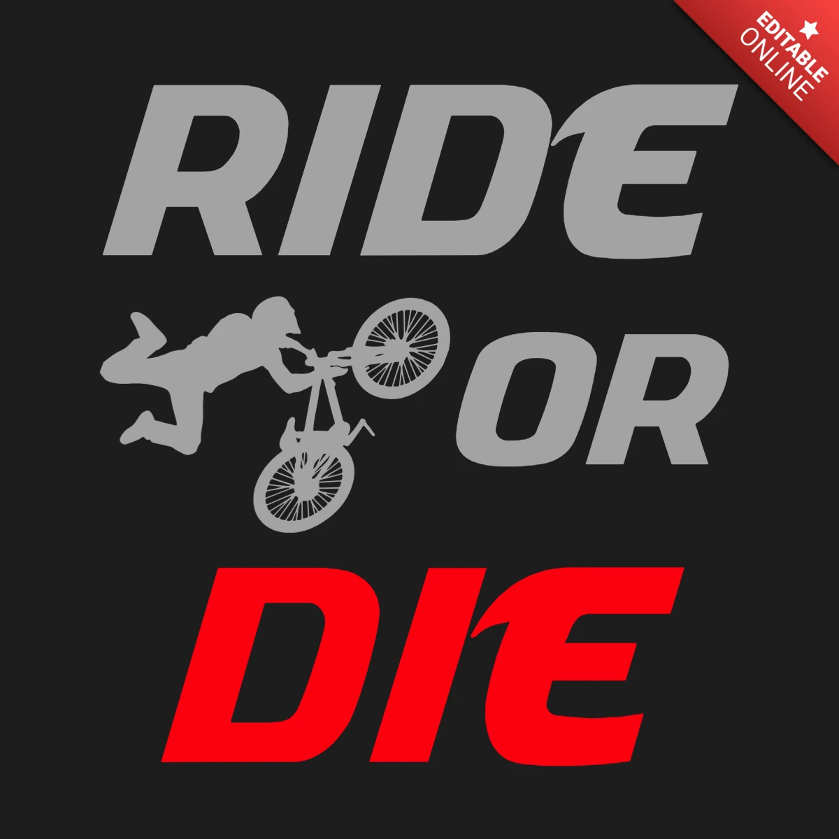 Ride or die fiets t-shirt ontwerpsjabloon