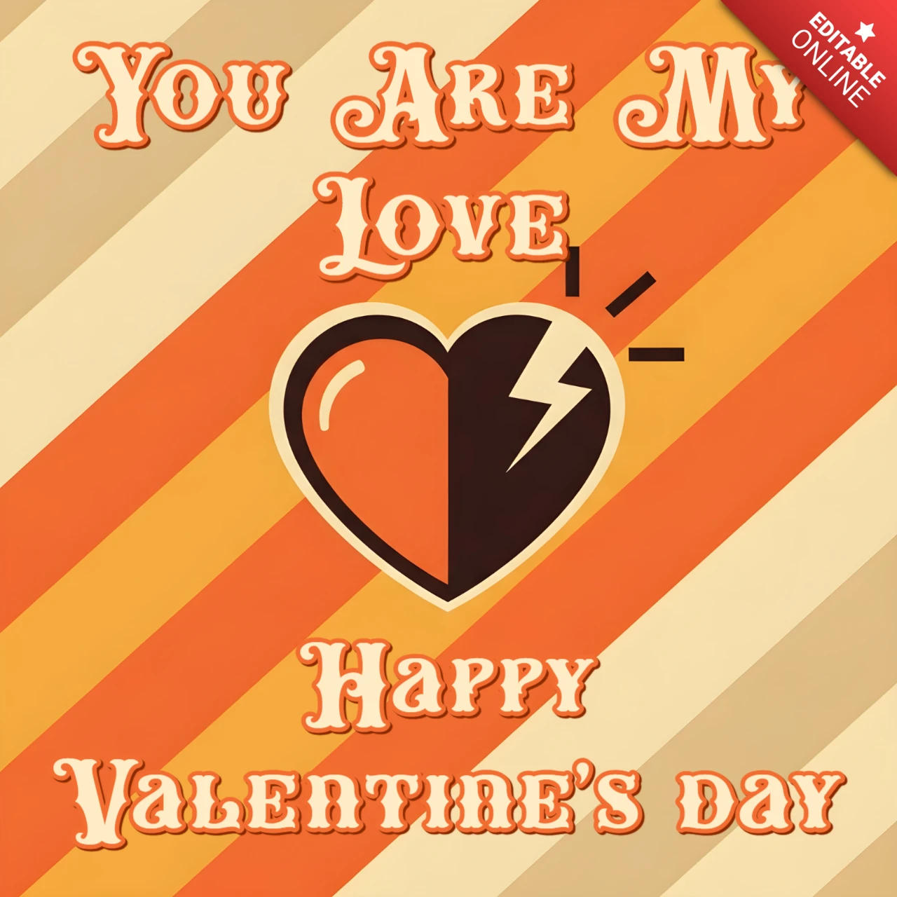 Retro Heart Design Template for Valentine's Day Greeting Card