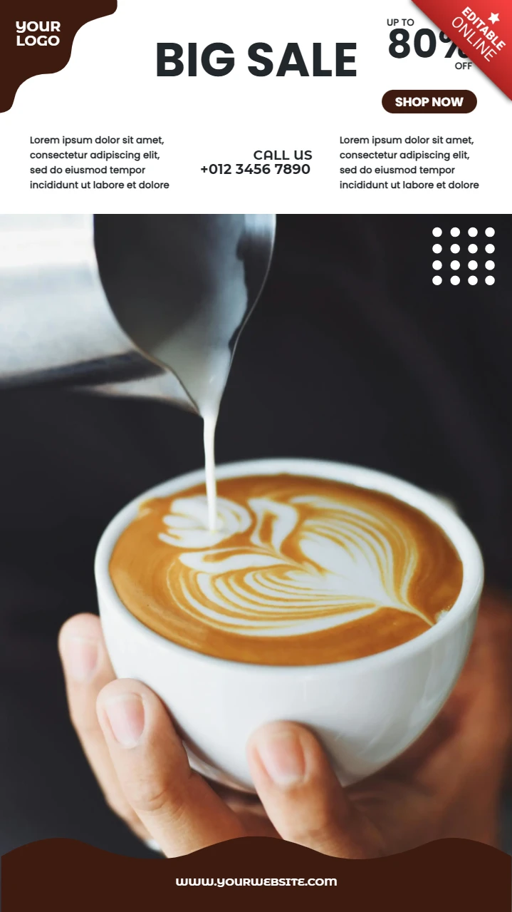 Designvorlage für Instagram-Story-Posts mit großem Ausverkauf im Café