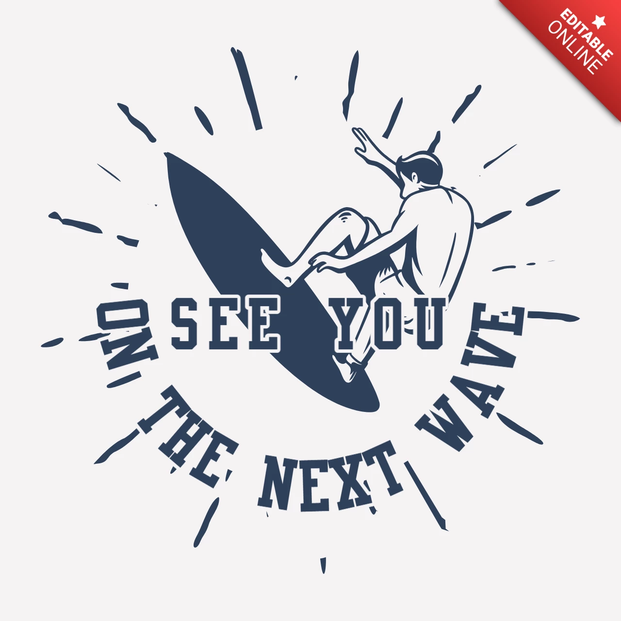 Man Surfing Vintage T-shirt Design Template