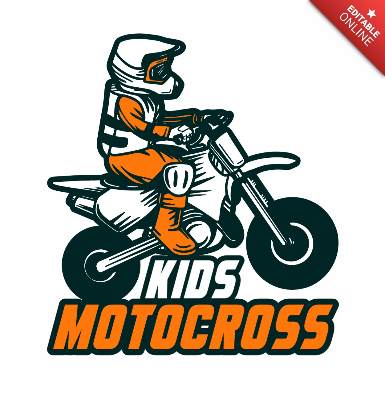 Kids Motocross T-shirt Design Template