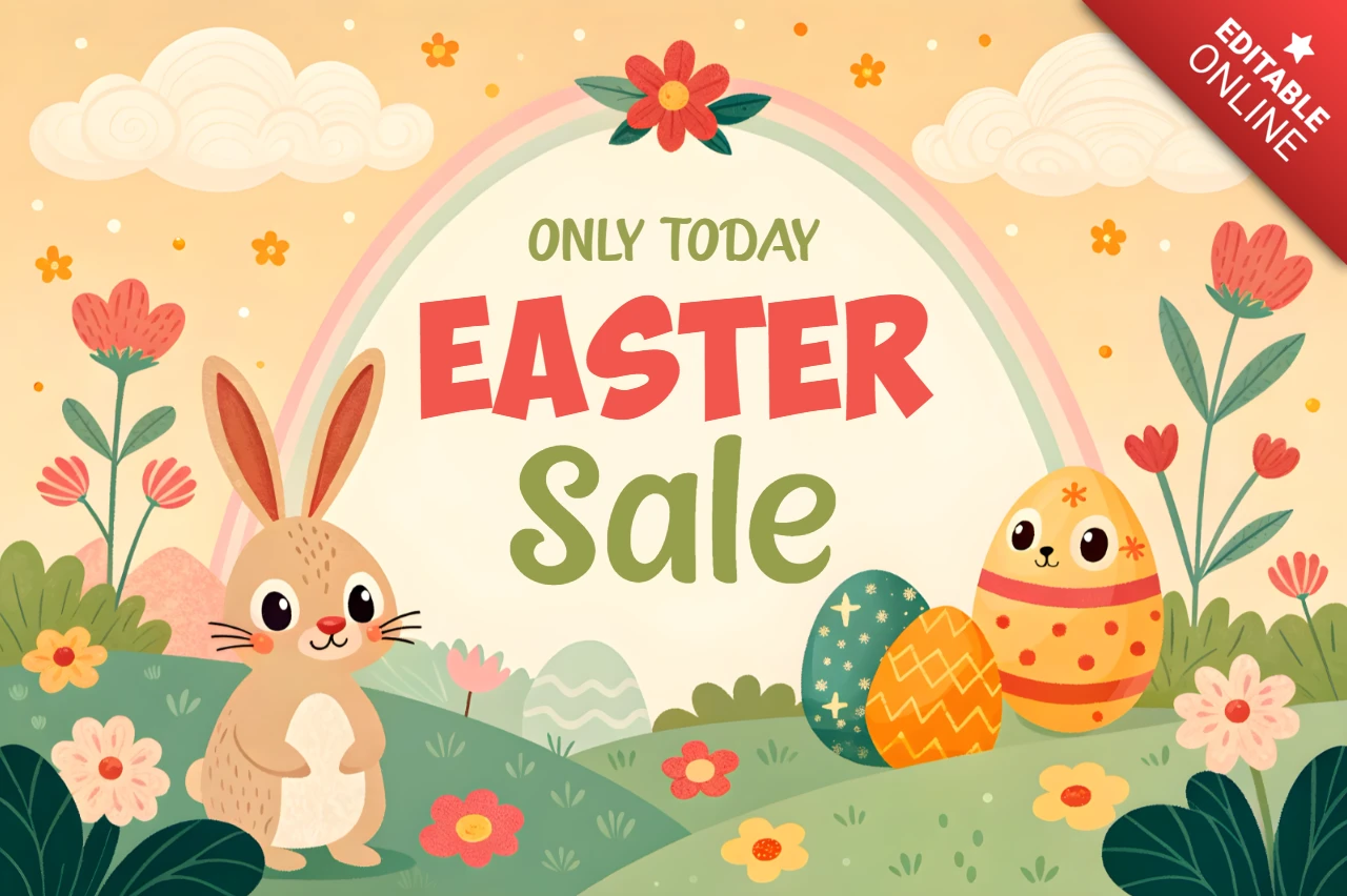Modèle de conception de vente de Pâques fantaisiste pour des promotions modifiables