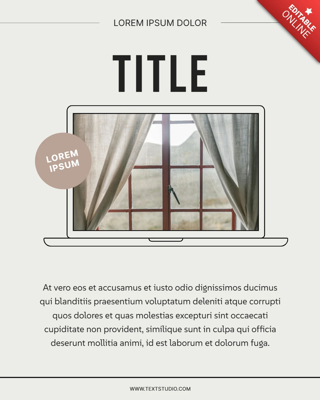 Plantilla de presentación minimalista con elegante diseño de vista de ventana