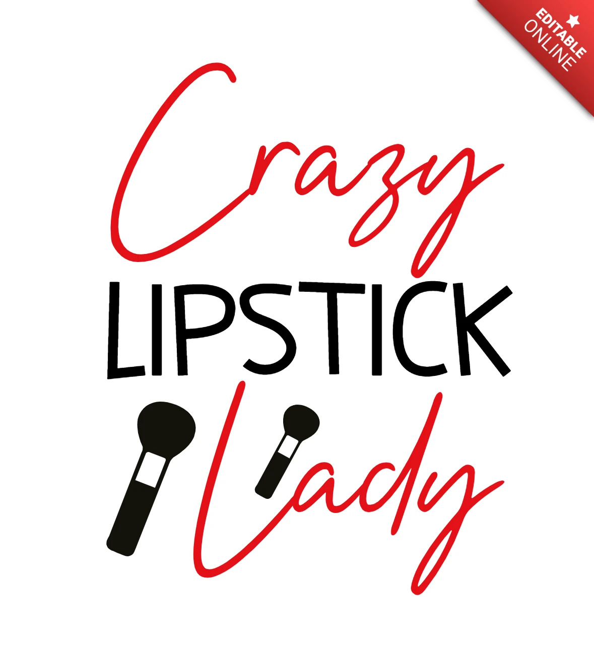Gek lippenstift dame make-up t-shirt ontwerpsjabloon
