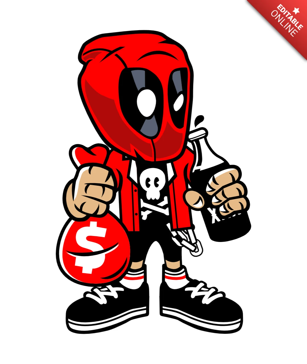 Deadpool calle bastardo cultura pop plantilla de diseño de camiseta