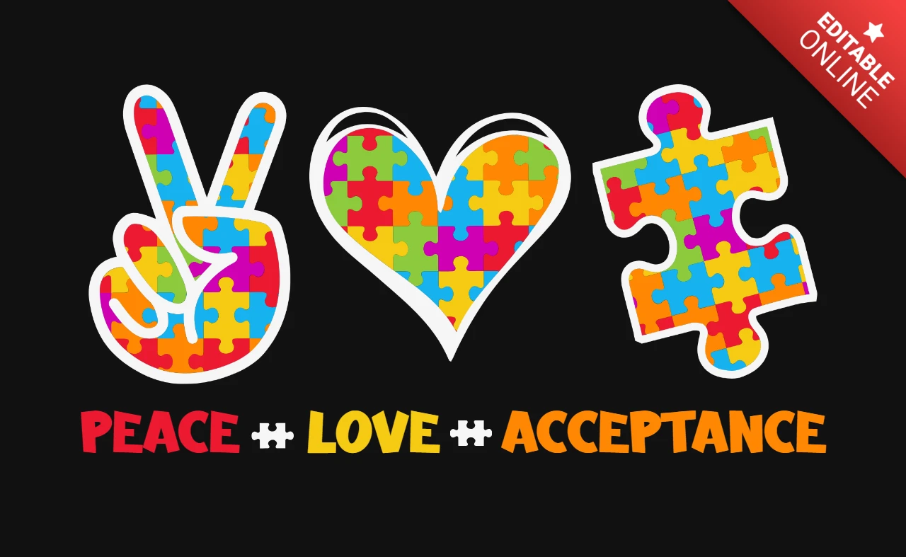 Peace Love Acceptance Autism Awareness T-Shirt Template
